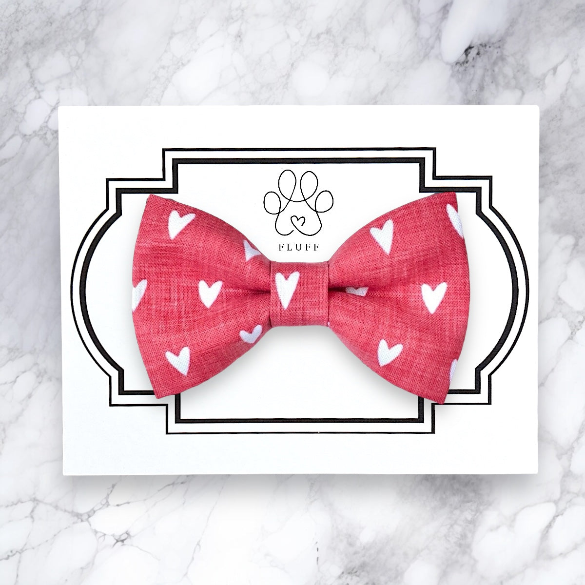 Heart dog bow tie being worn