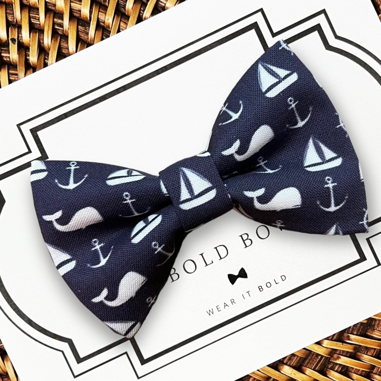 Nautical Dog Bow Tie- Navy & White
