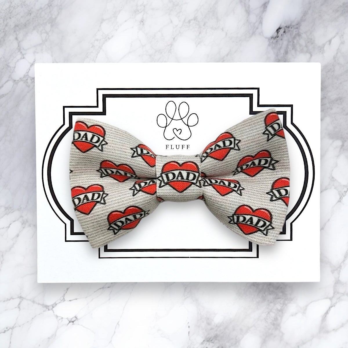 Dad Tattoo Dog Bow Tie and Cat Bow Tie for Fathers Day and Valentines Day