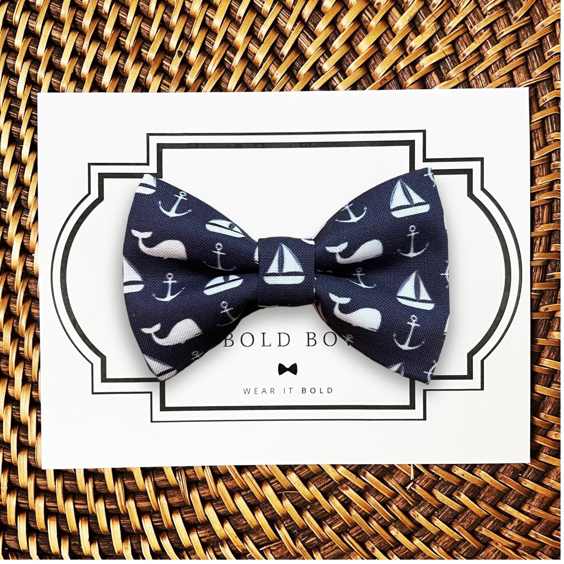Nautical Dog Bow Tie- Navy & White