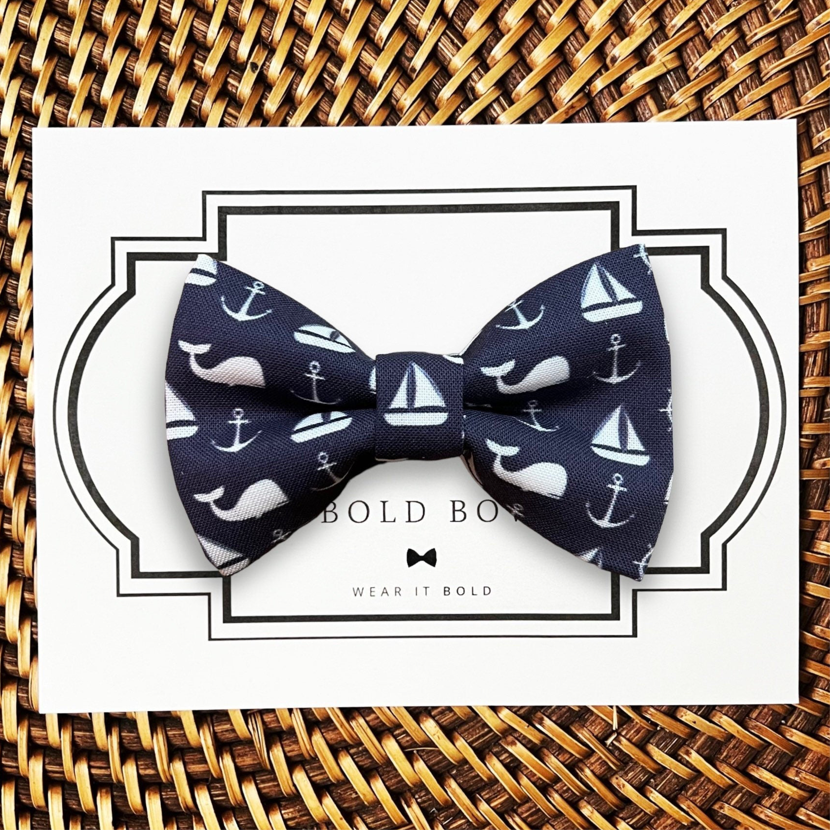 Nautical Dog Bow Tie- Navy & White
