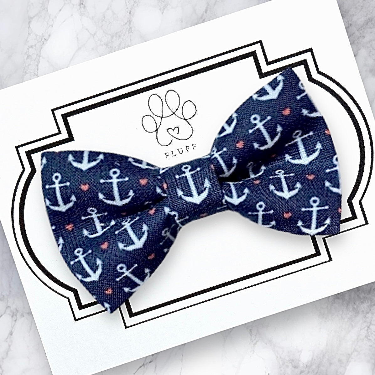 Navy Anchor and Hearts Dog Bow Tie and Cat Bow Tie