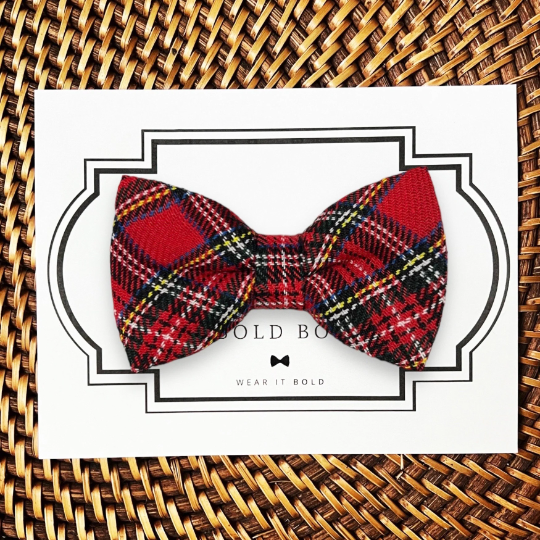 Christmas Red Tartan Plaid Dog Bow Tie and Cat Bow Tie