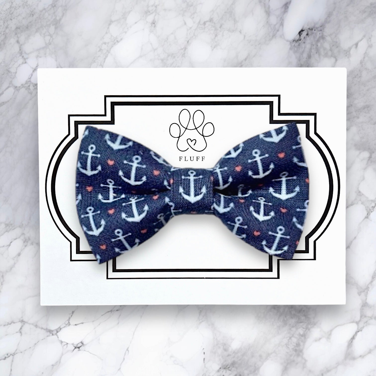Navy Anchor and Hearts Dog Bow Tie and Cat Bow Tie