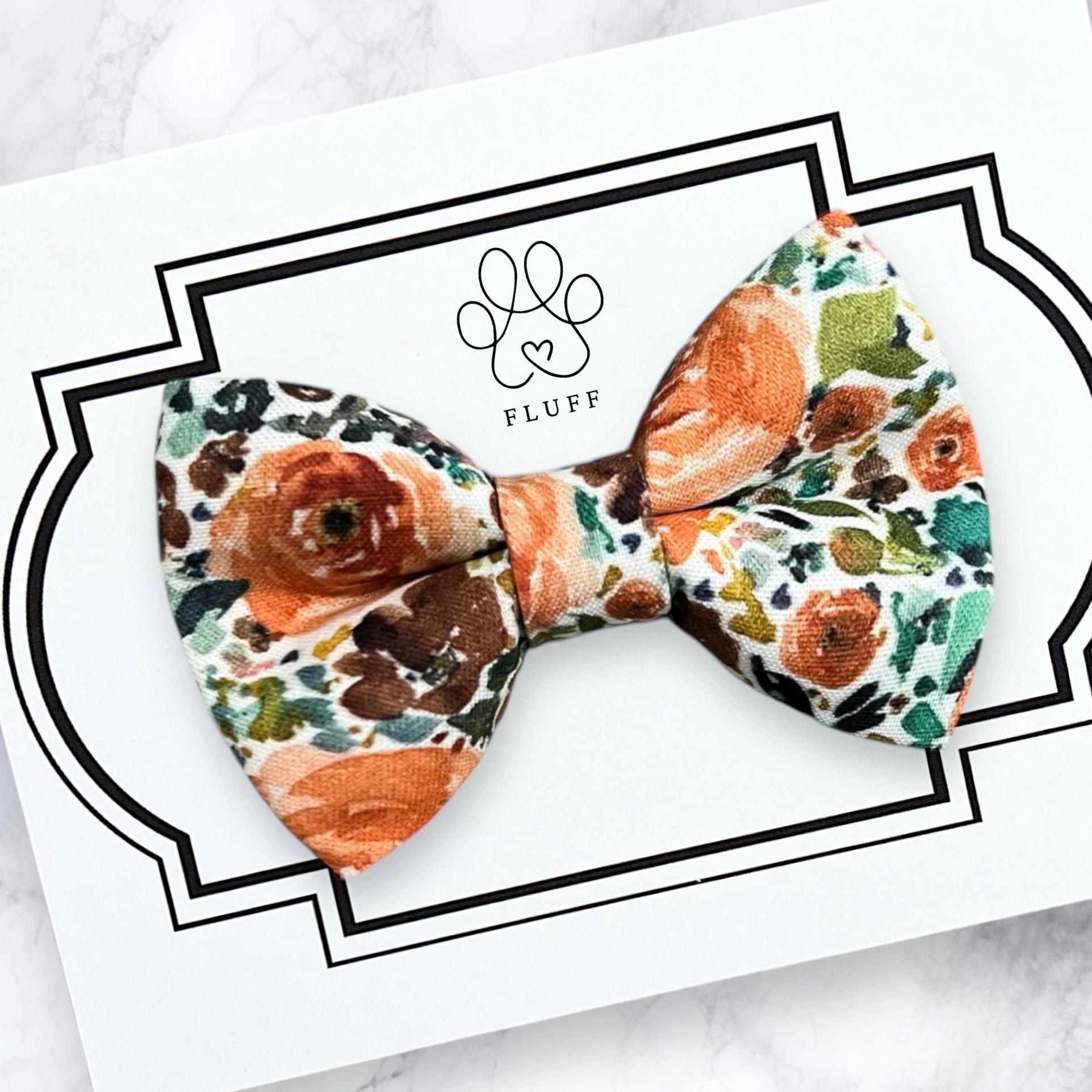 Orange floral dog bow tie