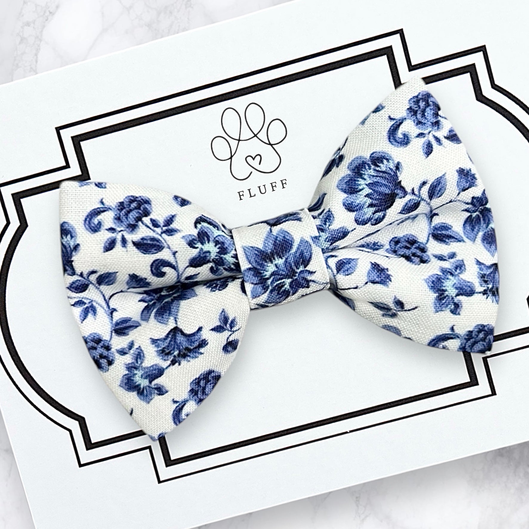 Dog Bow Tie or Cat Bow Tie- French Blue Floral for Wedding