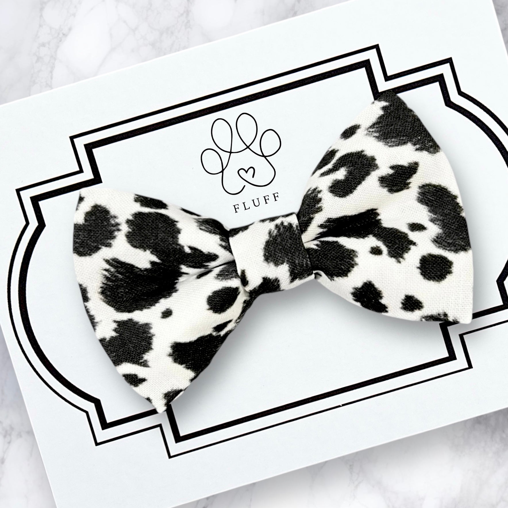 Dog Bow Tie or Cat Bow Tie- Black & White Cow Print
