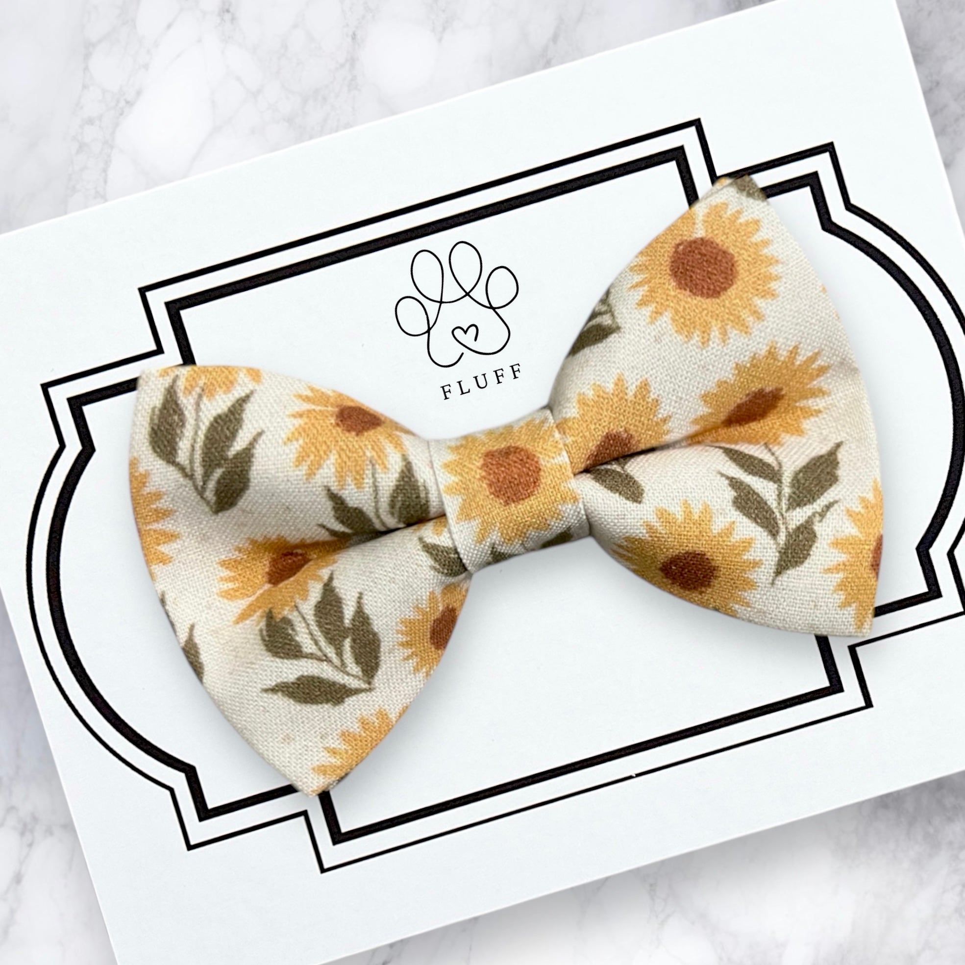 Dog Bow Tie or Cat Bow Tie- Floral Gold Yellow Sunflower