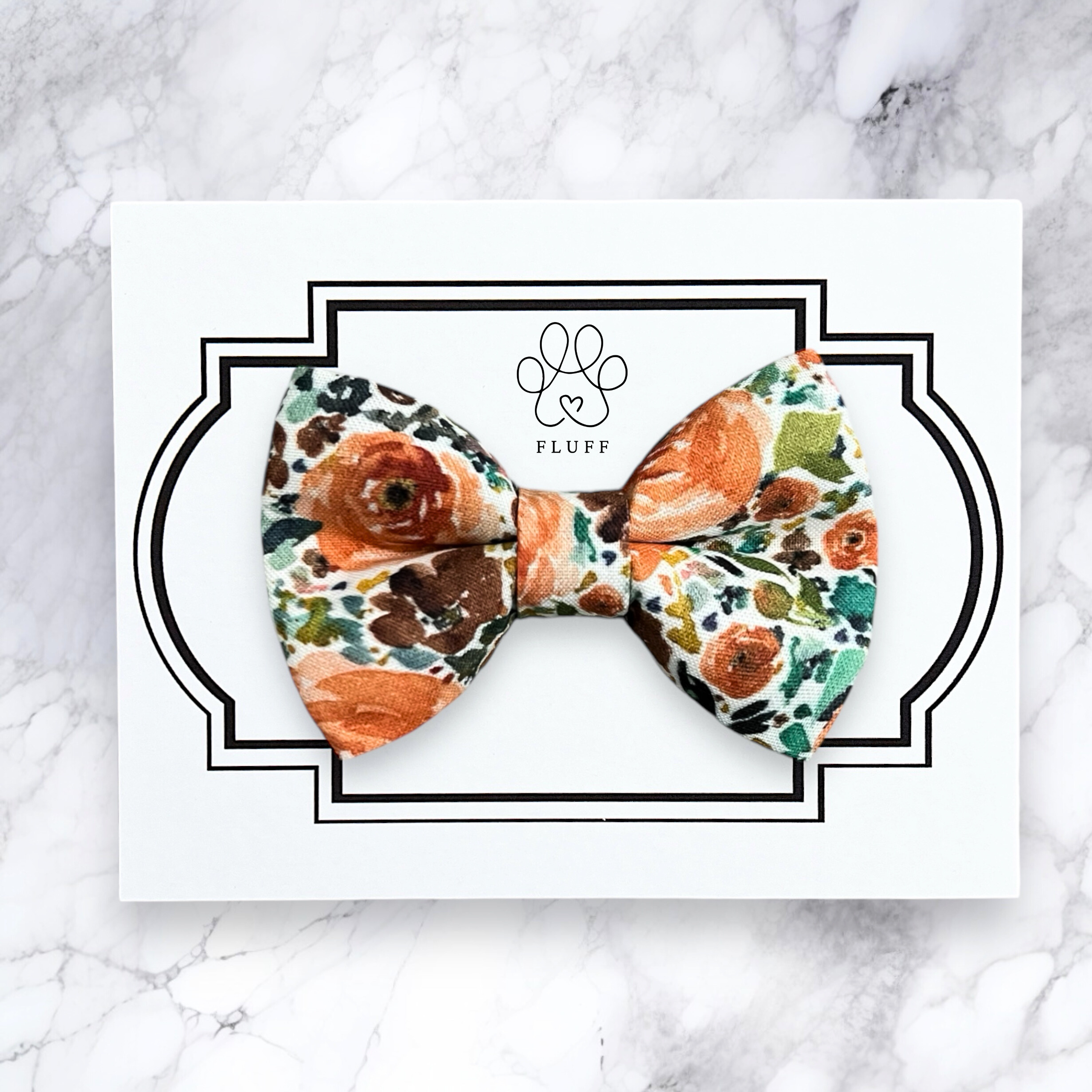 Orange floral dog bow tie