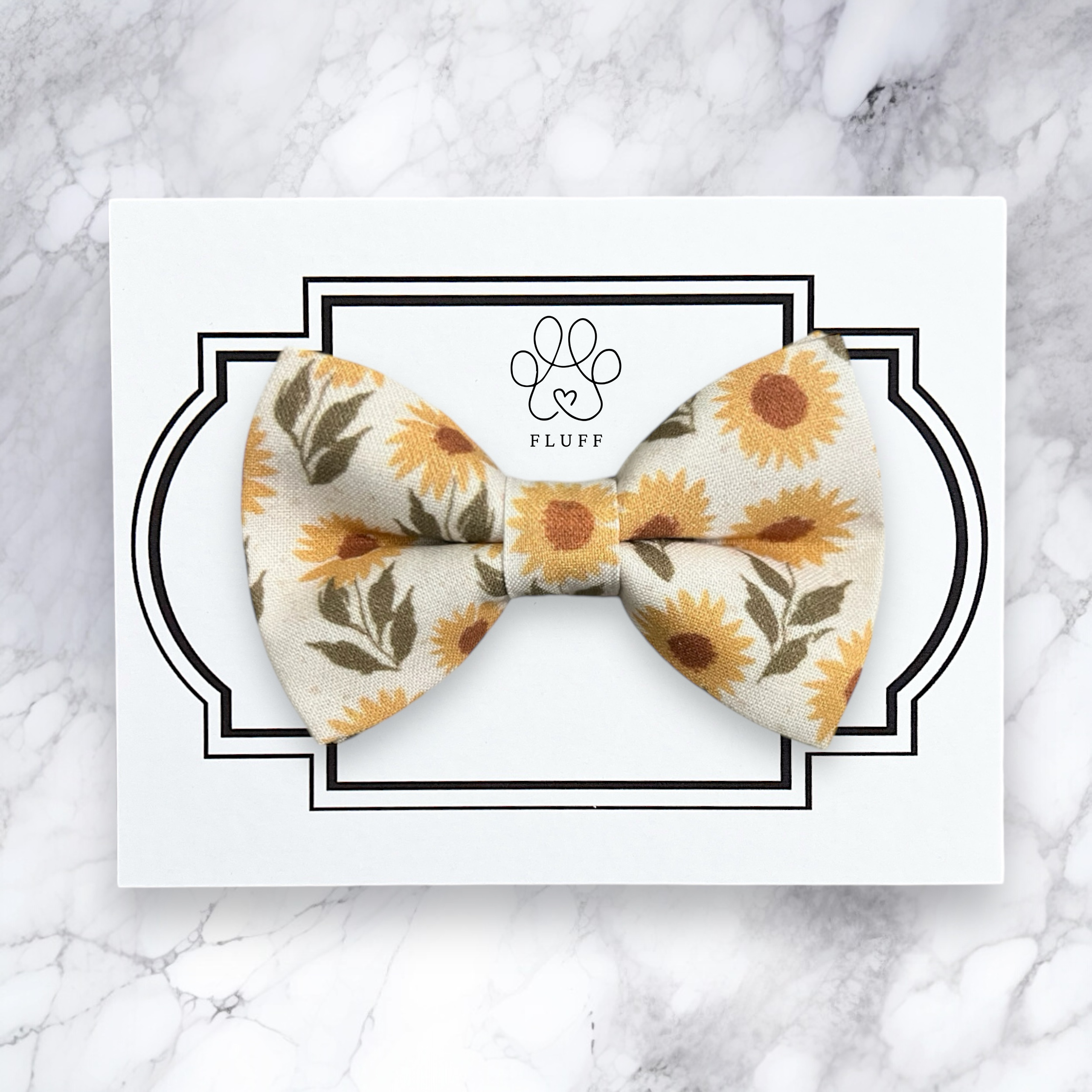 Dog Bow Tie or Cat Bow Tie- Floral Gold Yellow Sunflower