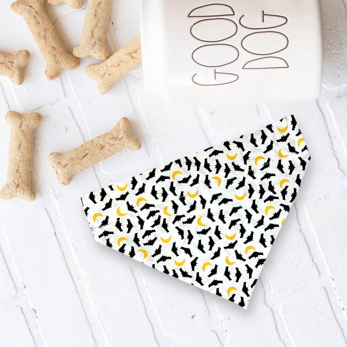 Halloween dog bandana with bats