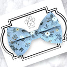 Light blue dog bow tie with white flowers