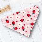 Pink Strawberry Dog Bandana, Kawai Summer Bandana for Dog Clothing, Floral Pet Bandana for Dog Gift, Kawaii Dog Accessories